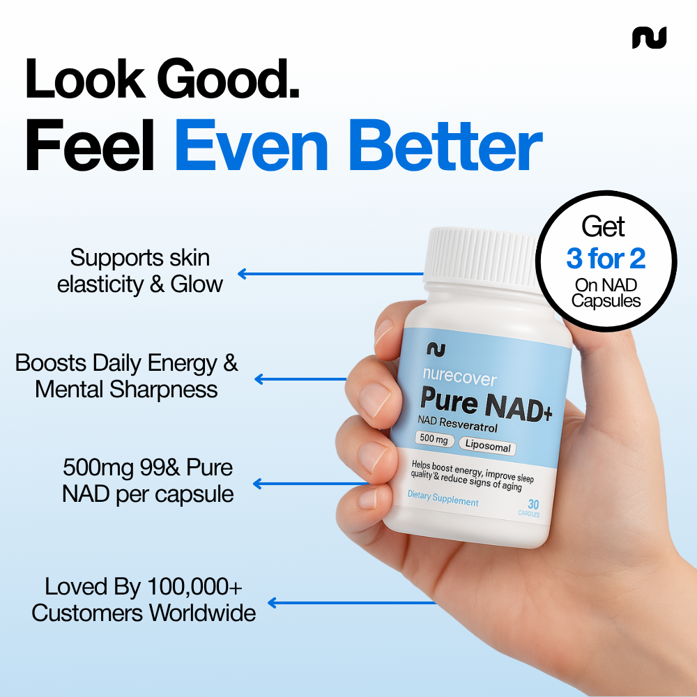 Nurecover® Pure NAD+ met Resveratrol 500mg Capsules